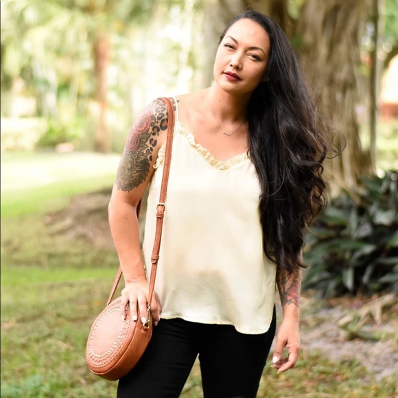 Cream Ruffled Satin Cami - Picture 2 of 4